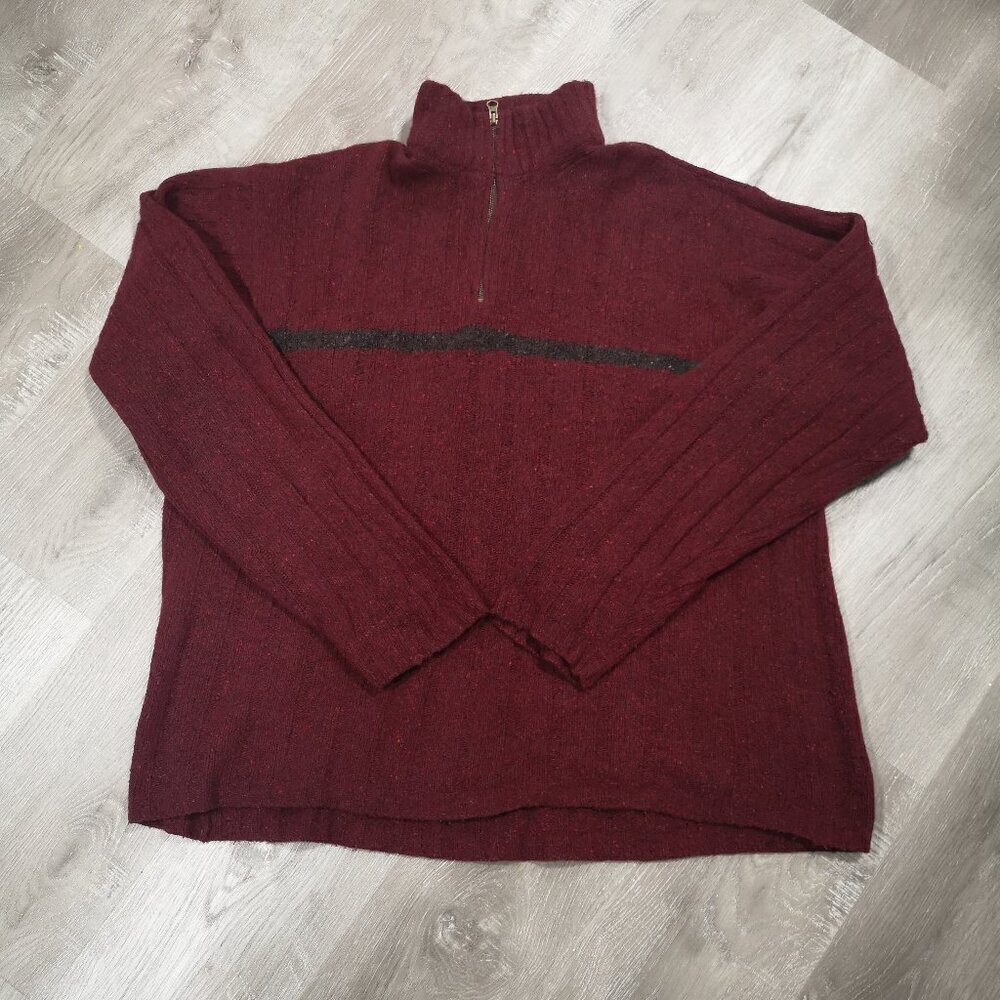 J. Ashford Men's Size XL Burgundy 1/4 Zip Made in Italy Wool Blend Sweater